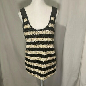 black & cream sequins stripes & gray J Crew top size medium